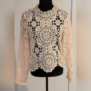 Long Sleeve light peach/pink lace top by Miss Chievious